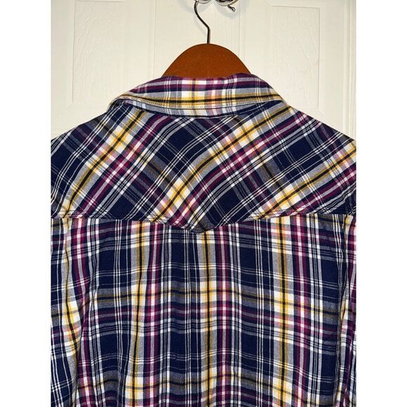 Ariat Men’s Plaid Button Up Shirt -Navy/Maroon/Yellow/WhiteSize XL - Picture 9 of 13